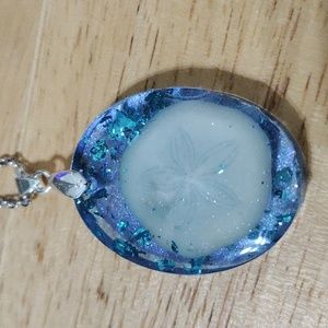 Sand dollar resin pendant necklace